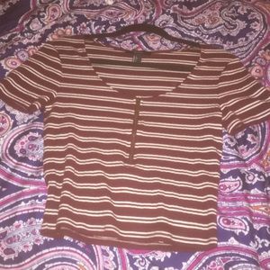 Red and white striped crop top